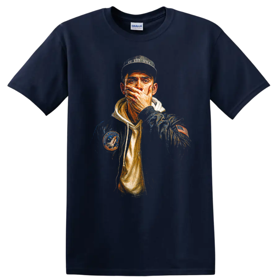 Logic Confessions of a Dangerous Mind illustrated hip-hop portrait on a Navy (Blue) T Shirt