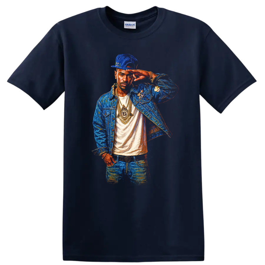 Kodak Black psychedelic hip-hop portrait fan art on a Navy (Blue) T Shirt