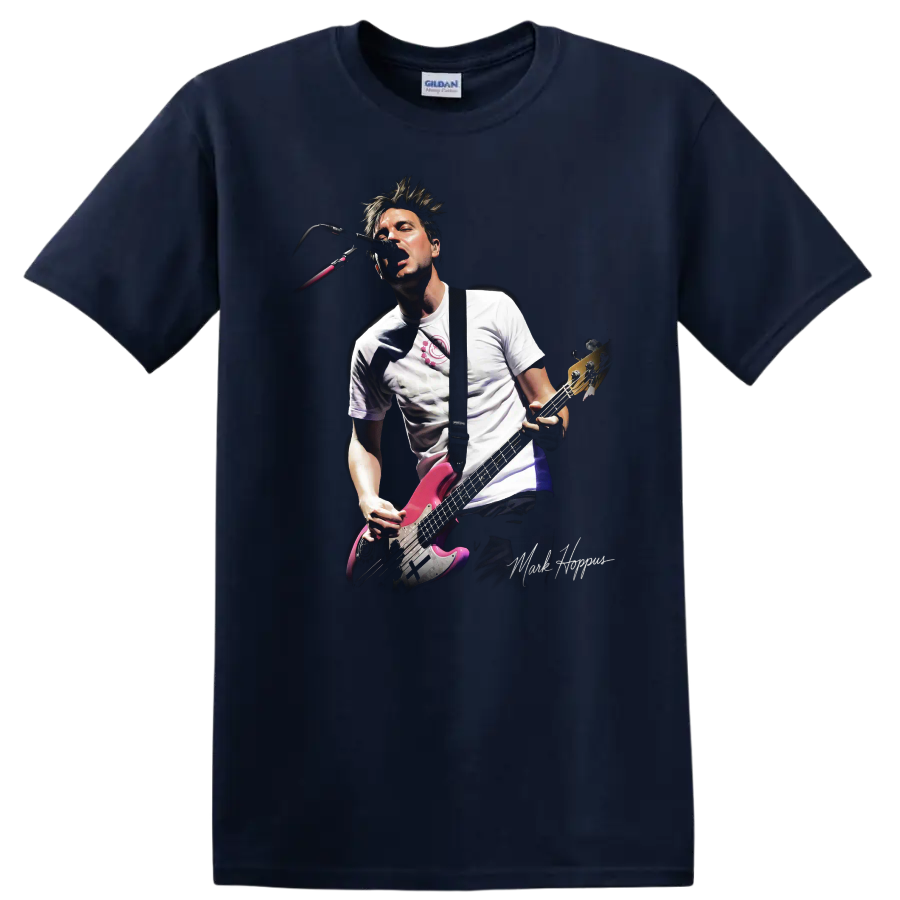 Mark Hoppus blink-182 pop-punk bassist performance graphic print on a Navy (Blue) T Shirt