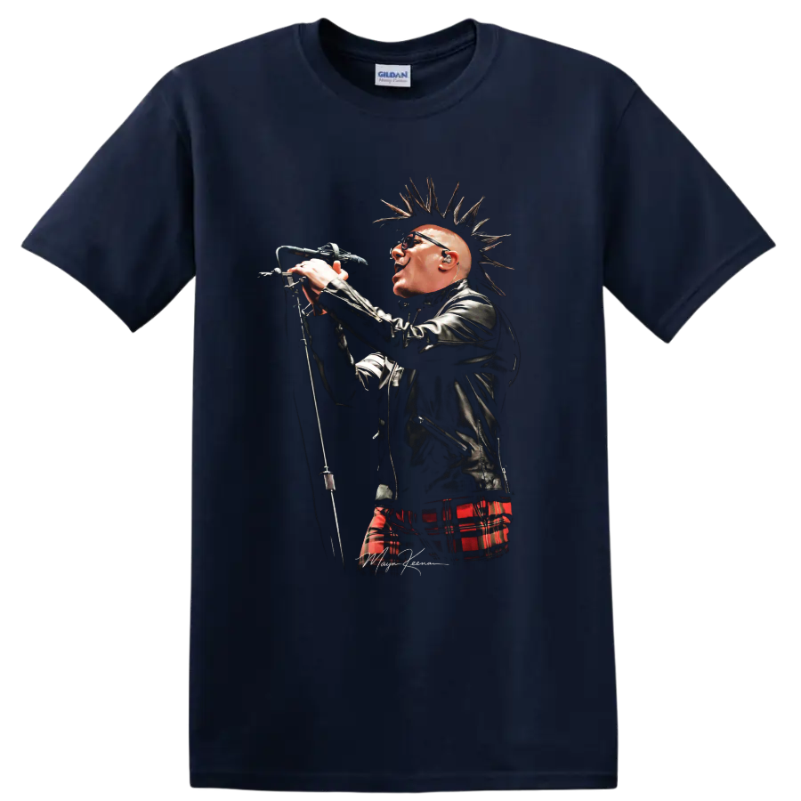 Maynard James Keenan singer portrait with spiked hair and red plaid on a Navy (Blue) T Shirt