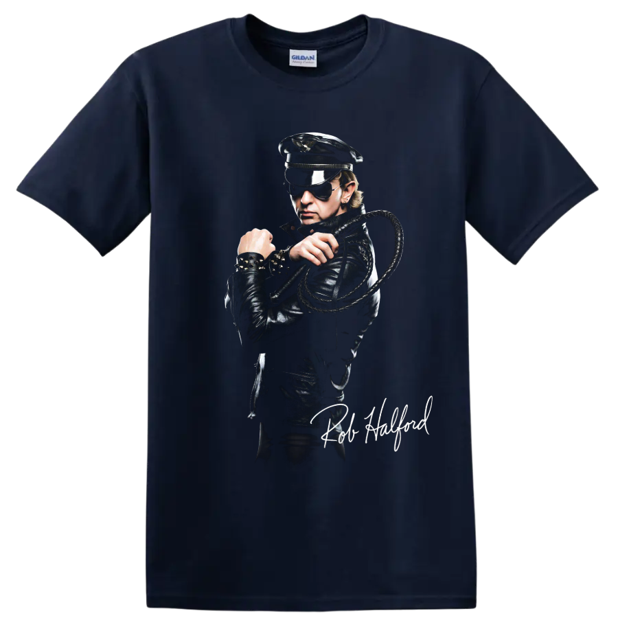 Rob Halford Judas Priest Metal God heavy metal portrait graphic on a Navy (Blue) T Shirt