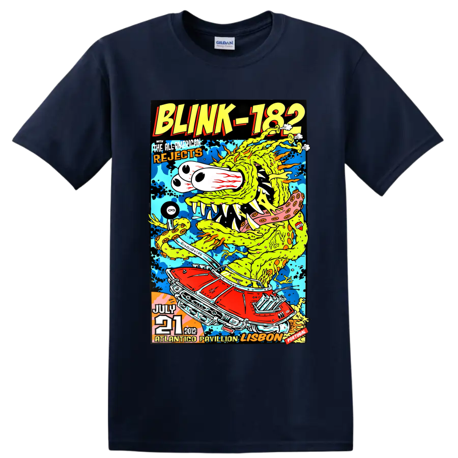 Blink-182 and All-American Rejects 2012 concert poster graphic print on a Navy (Blue) T Shirt