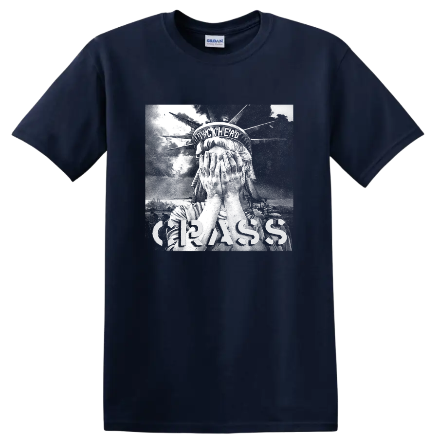 Crass punk rock band graphic design on a Navy (Blue) T Shirt
