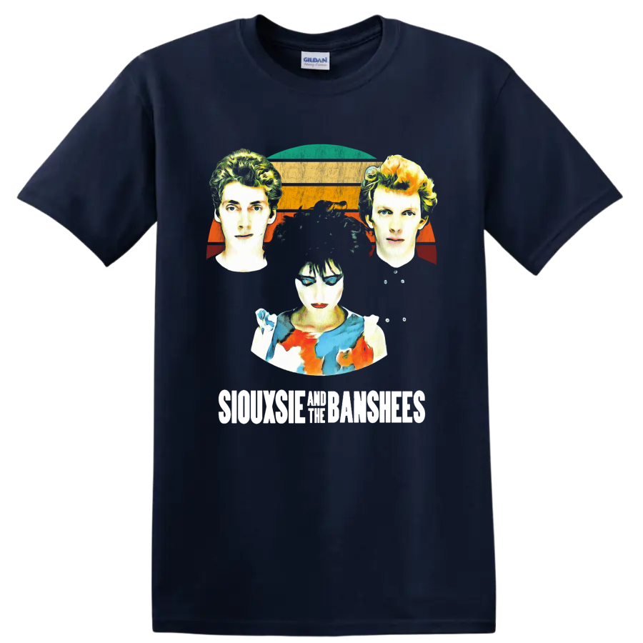 Siouxsie and the Banshees punk rock portrait graphic print on a Navy (Blue) T Shirt