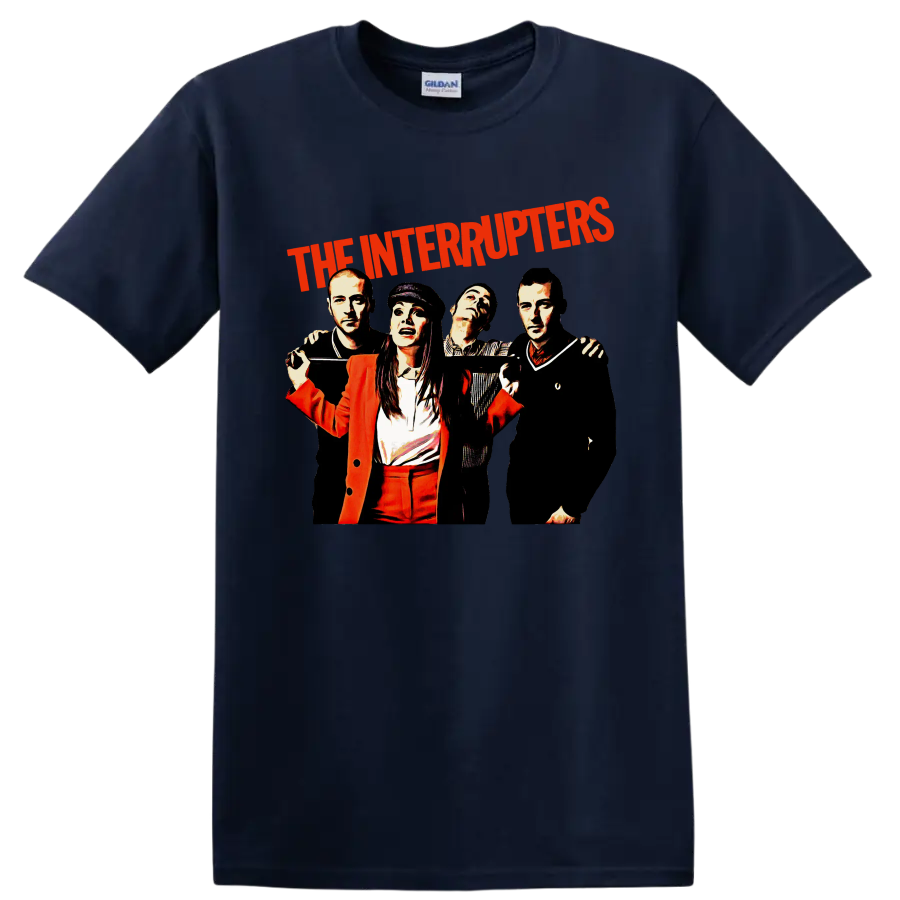 The Interrupters punk rock band graphic with red lettering and four performers on a Navy (Blue) T Shirt