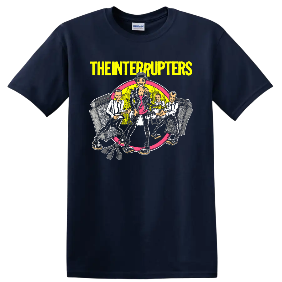 The Interrupters illustrated ska punk band performing with guitars and speakers on a Navy (Blue) T Shirt