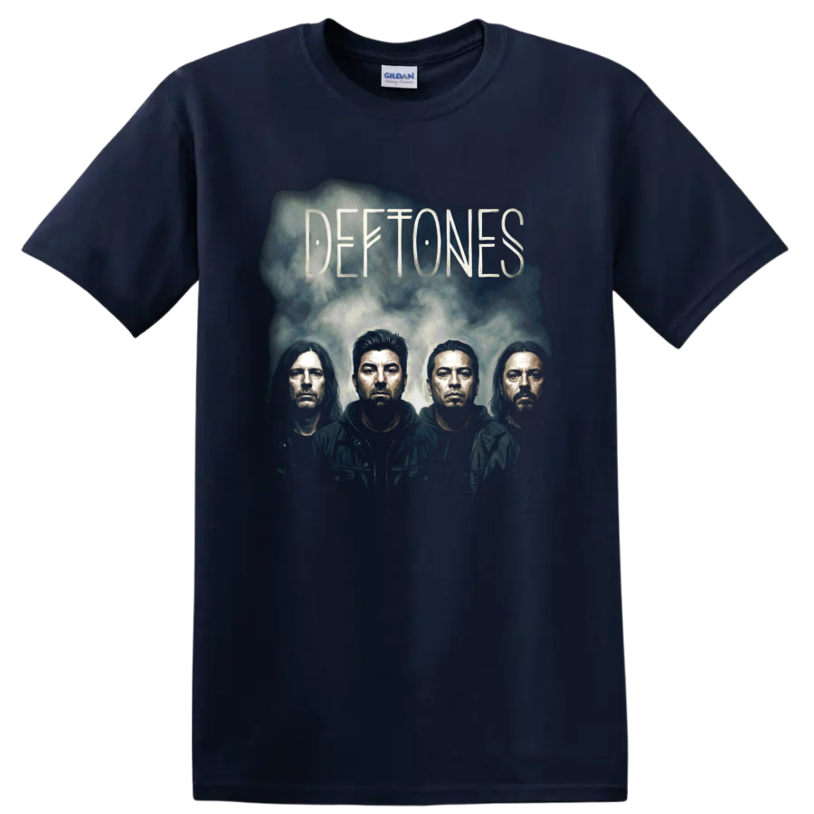 Deftones dark portrait poster artwork with four figures on a Navy (Blue) T Shirt