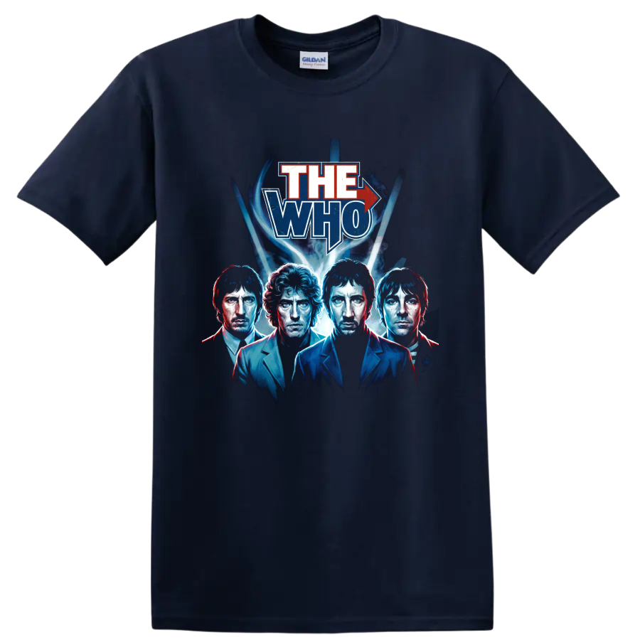 The Who Tour 65 blue and red vintage rock portrait poster graphic on a Navy (Blue) T Shirt