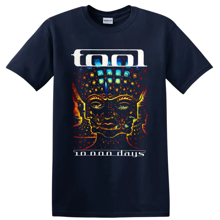 Tool psychedelic ornamental face artwork on a Navy (Blue) T Shirt