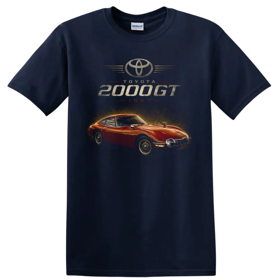 Toyota 2000GT 1967 red vintage classic car graphic print on a Navy (Blue) T Shirt