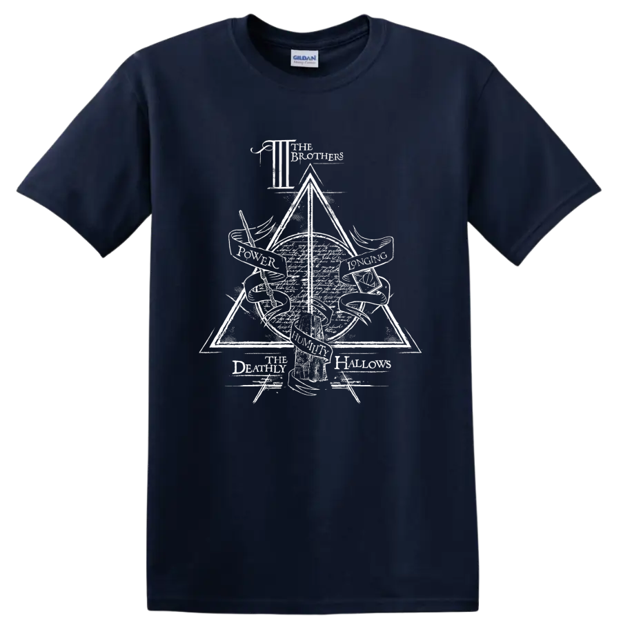 Harry Potter Prisoner of Azkaban stag Patronus triangle graphic print on a Navy (Blue) T Shirt