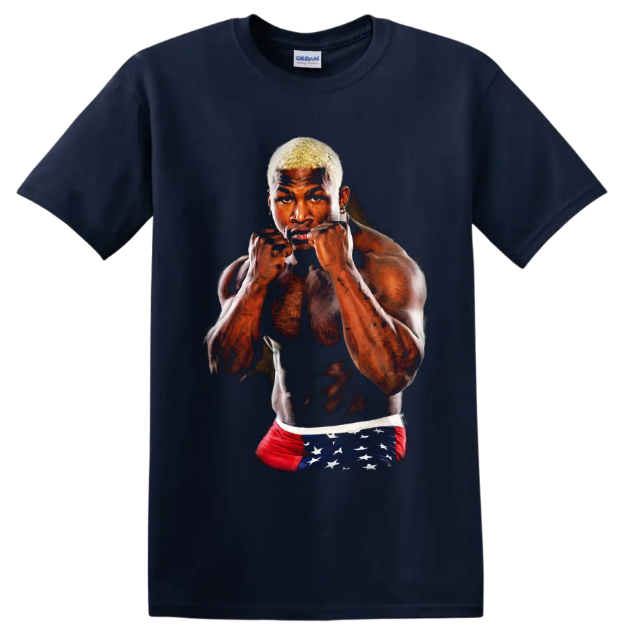 Kevin Randleman The Monster MMA fighter portrait in a guarded stance on a Navy (Blue) T Shirt