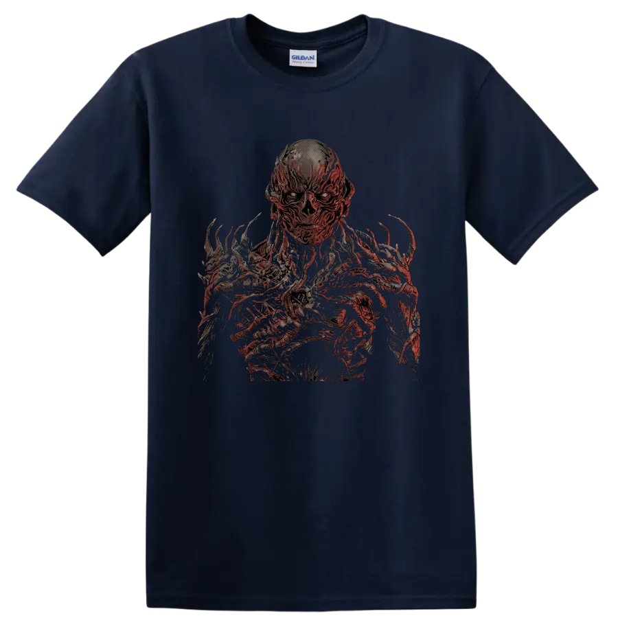 Vecna Stranger Things gothic horror monster graphic print on a Navy (Blue) T Shirt