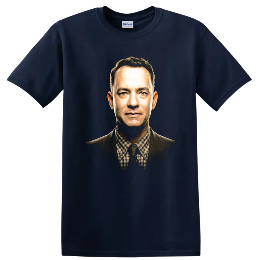 Michael Sullivan portrait from Road to Perdition, cinematic graphic print on a Navy (Blue) T Shirt