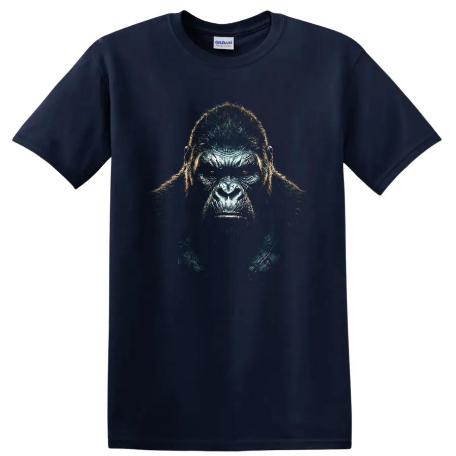 King Kong giant ape dark cinematic portrait graphic print on a Navy (Blue) T Shirt
