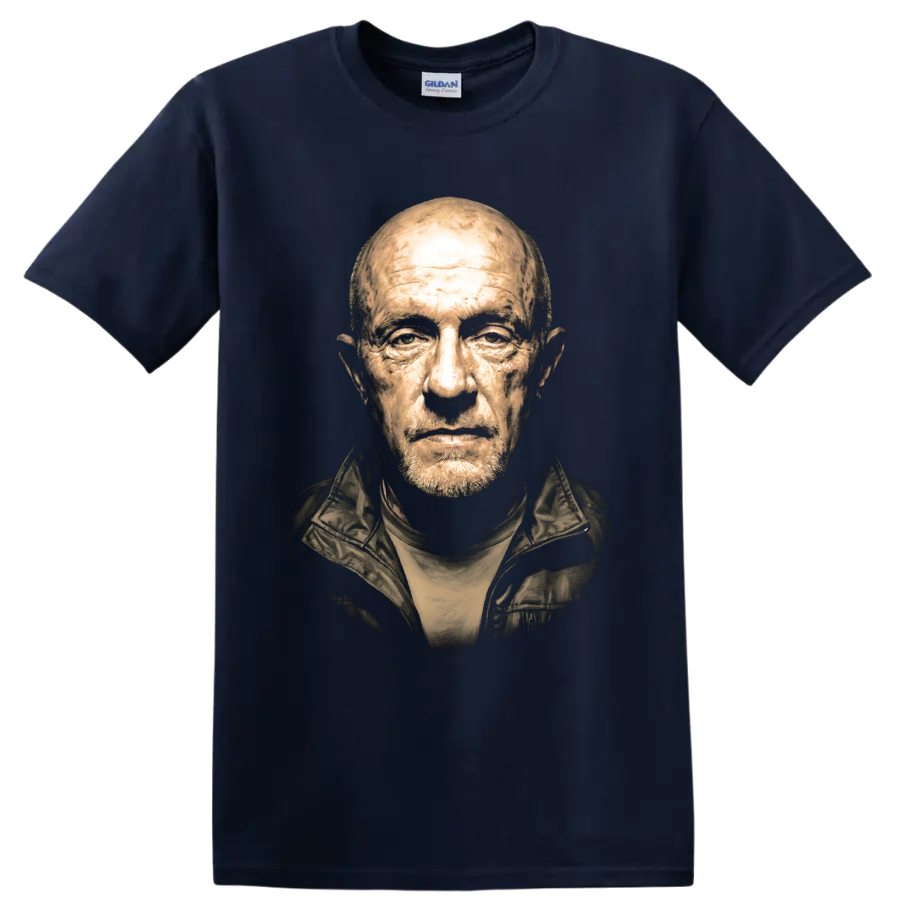 Mike Ehrmantraut sepia-toned portrait graphic print on a Navy (Blue) T Shirt