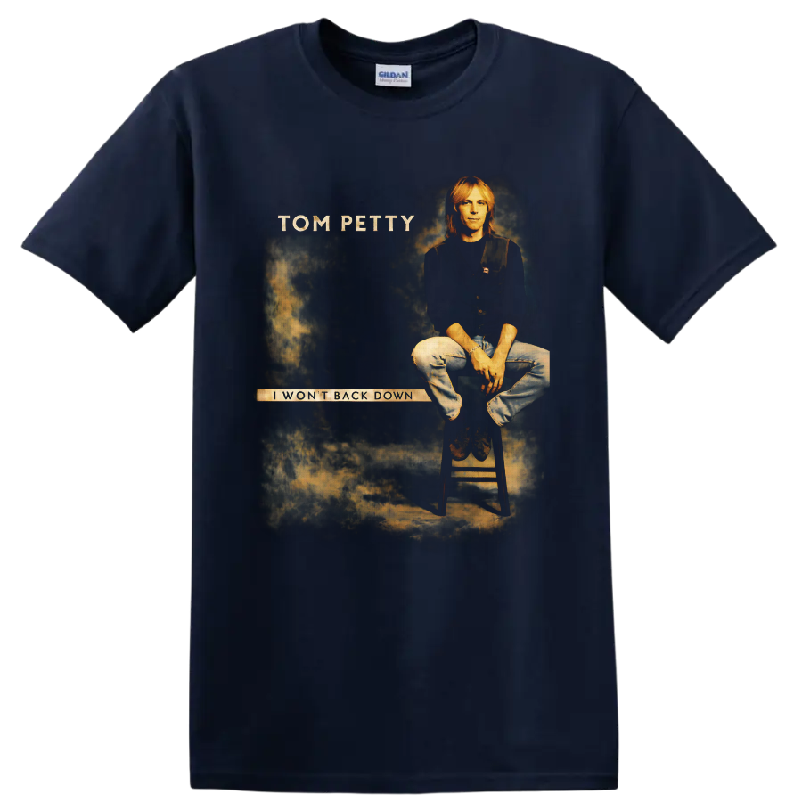 Tom Petty I Won't Back Down vintage rock poster portrait graphic on a Navy (Blue) T Shirt