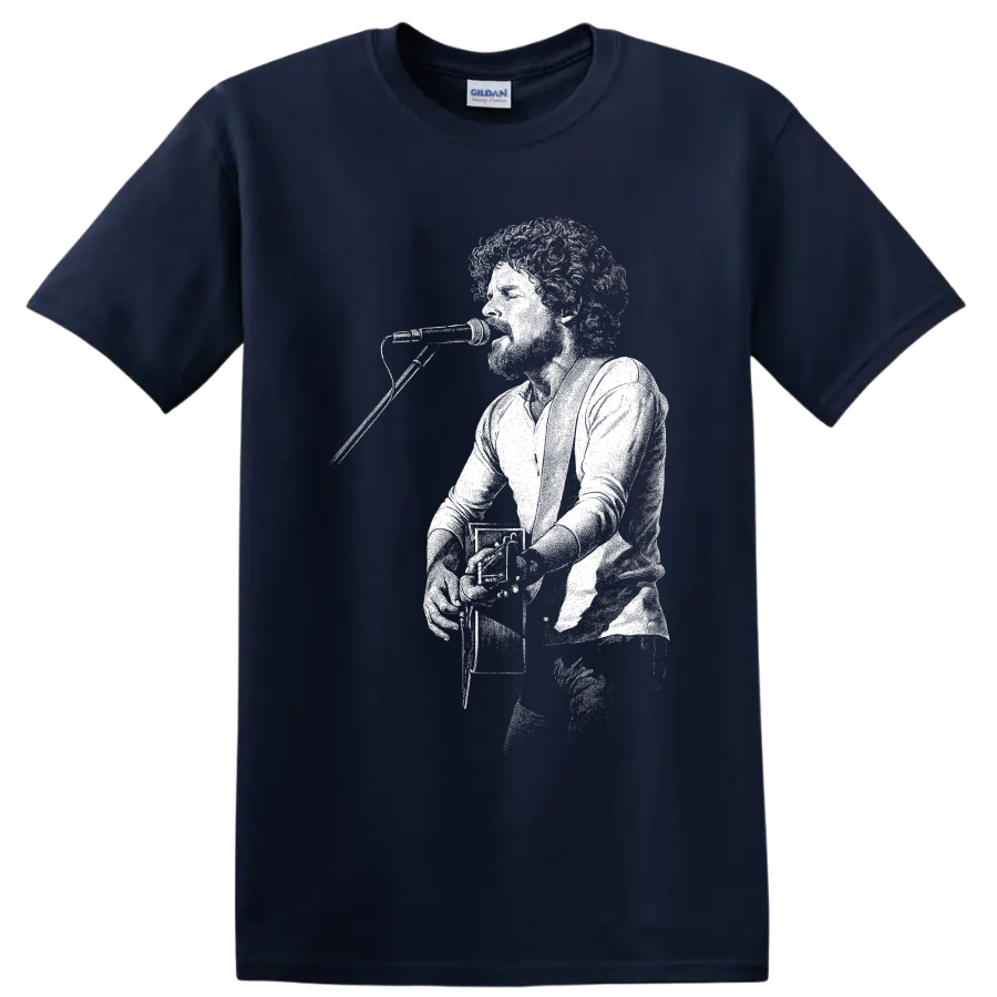 Don Henley Eagles drummer and singer silhouette with drum kit on a Navy (Blue) T Shirt