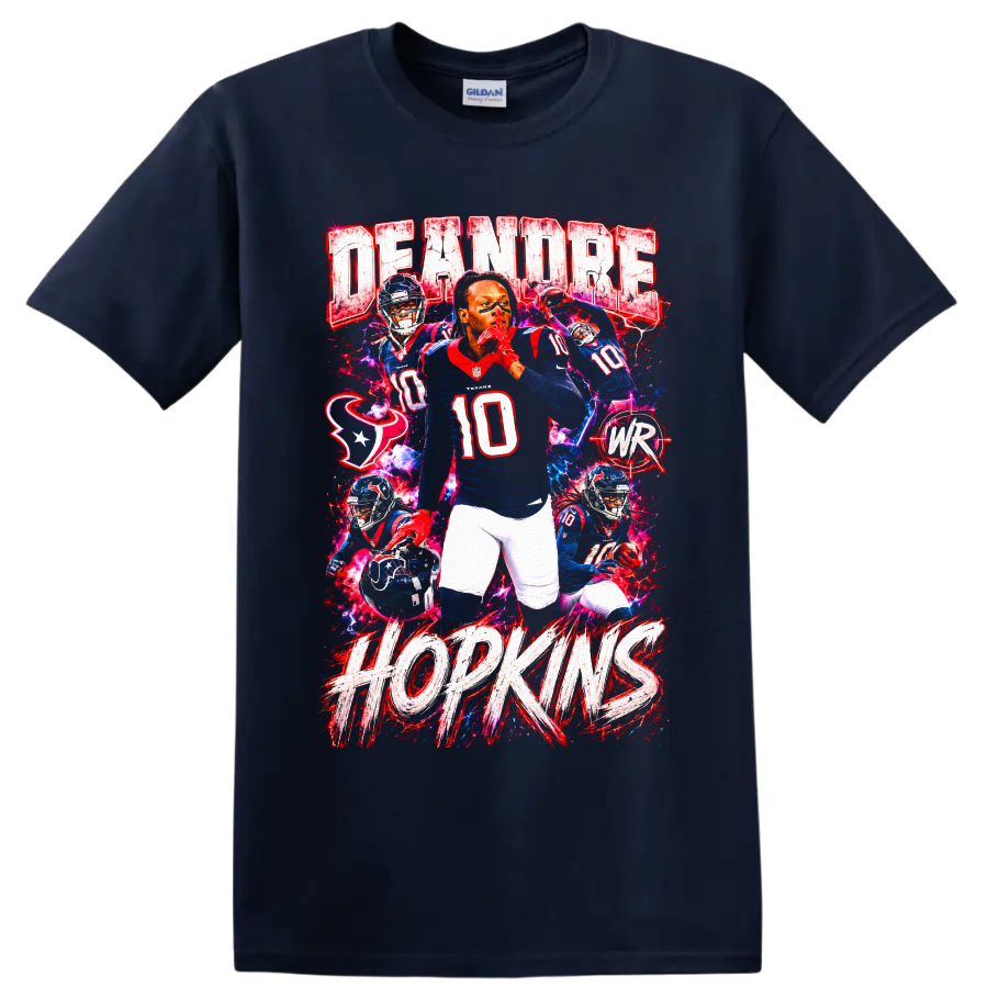 DeAndre Hopkins Houston Texans number 10 action collage with DEANDRE HOPKINS lettering on a Navy (Blue) T Shirt