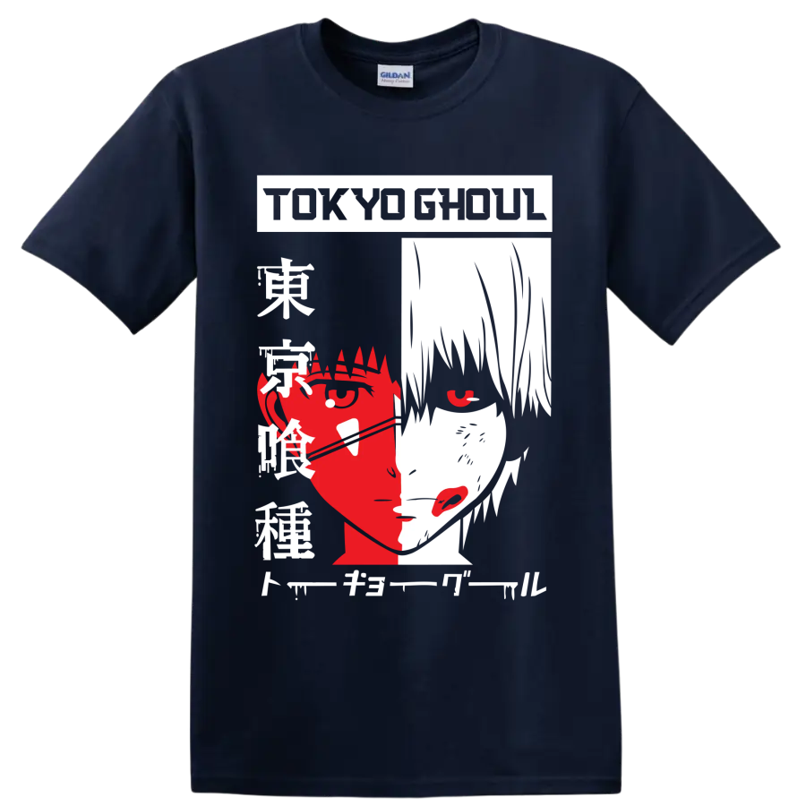 Faye Valentine Cowboy Bebop retro red, white, and black split portrait graphic on a Navy (Blue) T Shirt