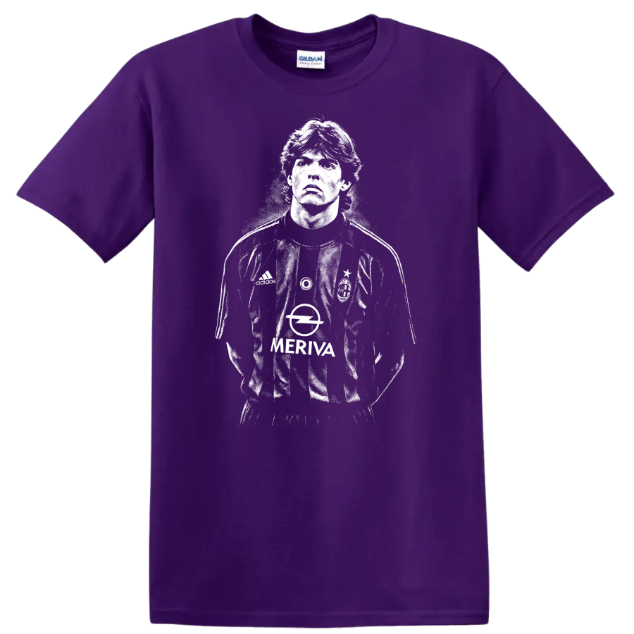 Retro black and white soccer legend portrait style graphic of Ricardo Kaká T - Purple
