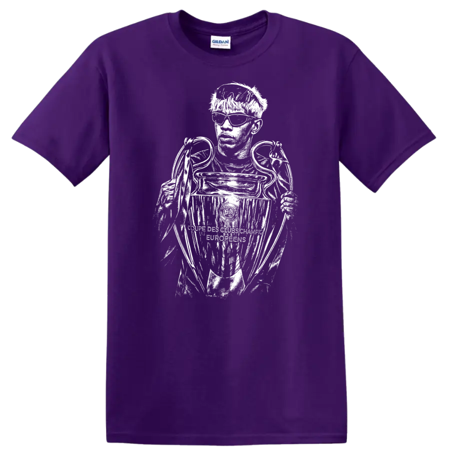 Retro black and white soccer portrait of Lamine Yamal style - Purple