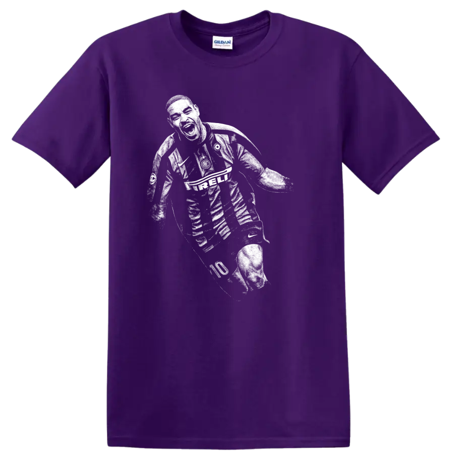 Retro soccer legend portrait of Adriano Leite Ribeiro on a T - Purple