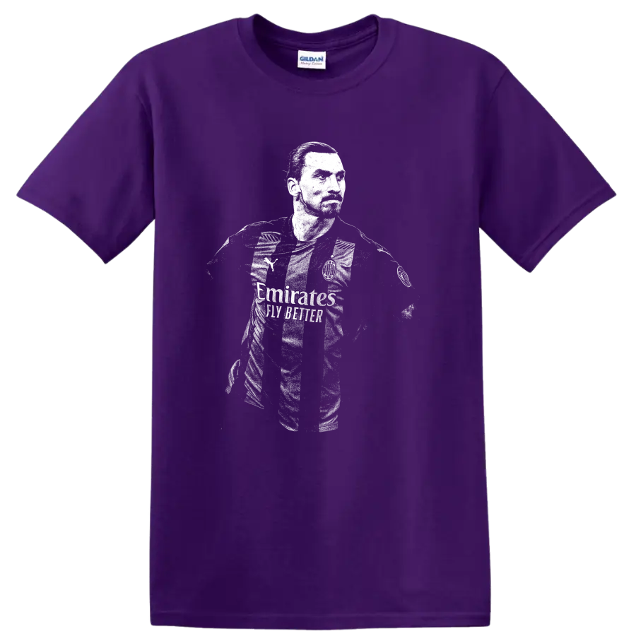 Retro soccer portrait of Zlatan Ibrahimović legend style T - Purple