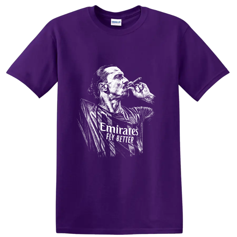 Retro soccer portrait of Zlatan Ibrahimović style graphic T - Purple