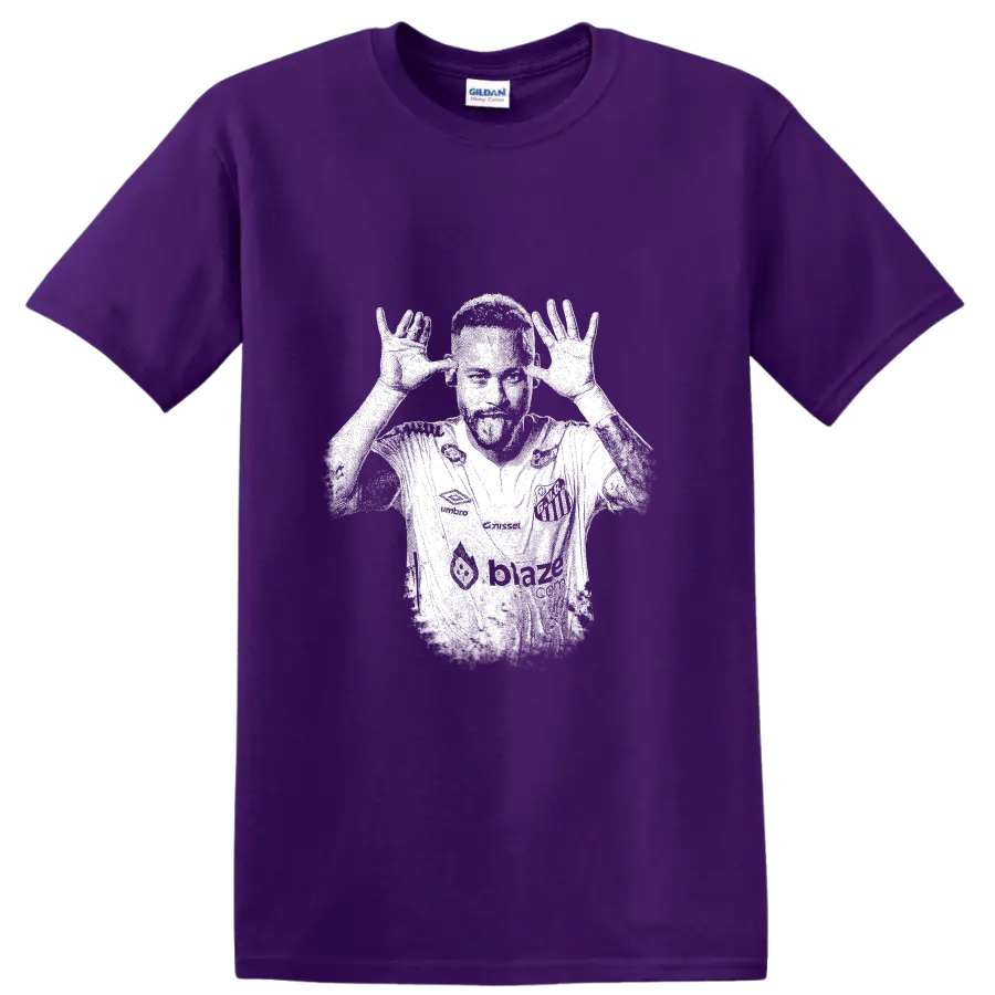 Retro soccer player portrait of Neymar Jr legend style T Shirt - Purple