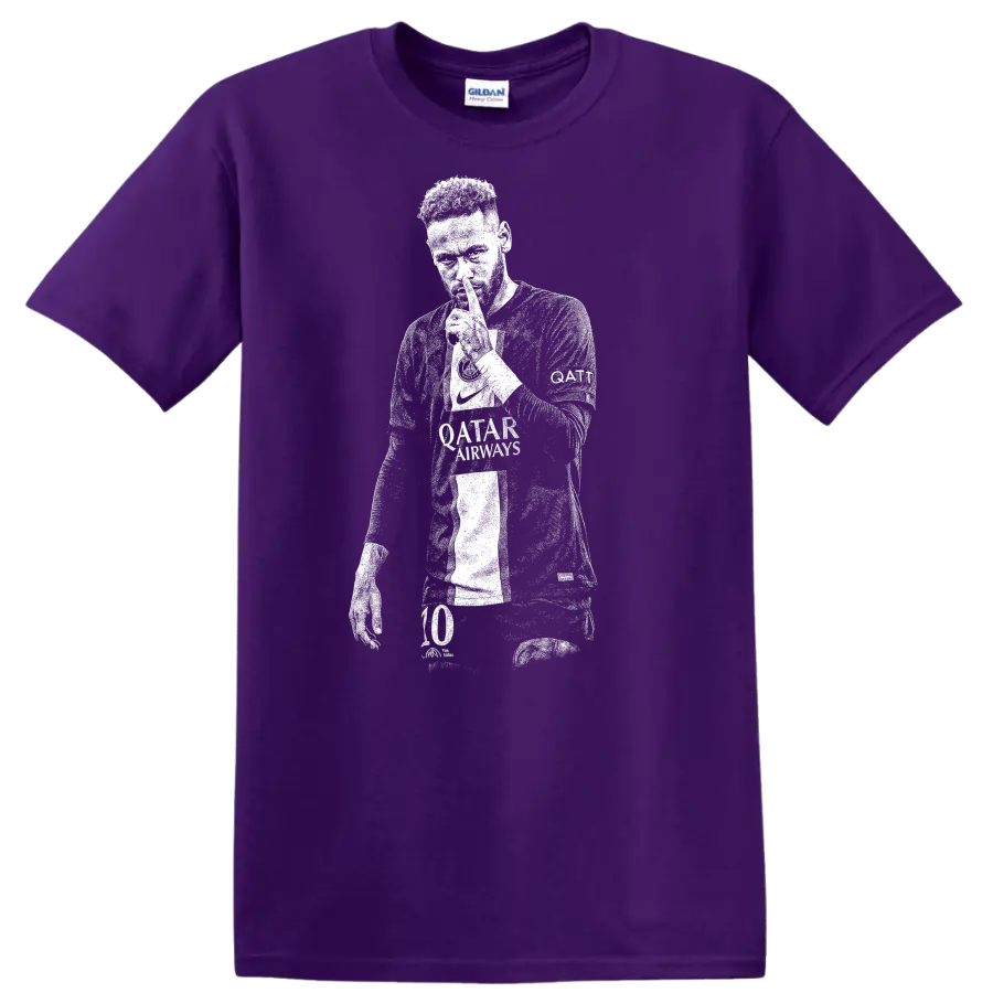 Retro soccer player portrait silhouette design inspired by Neymar Jr. T - Purple