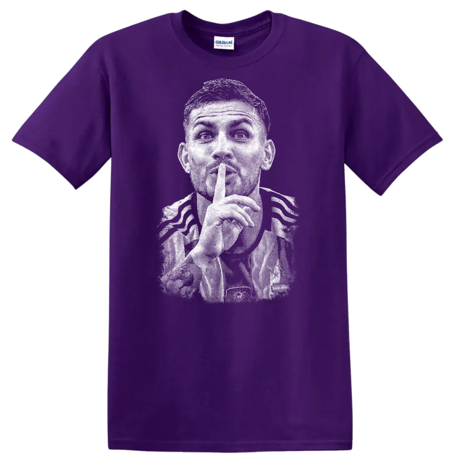 Retro soccer player portrait of Leandro Paredes on T - Purple