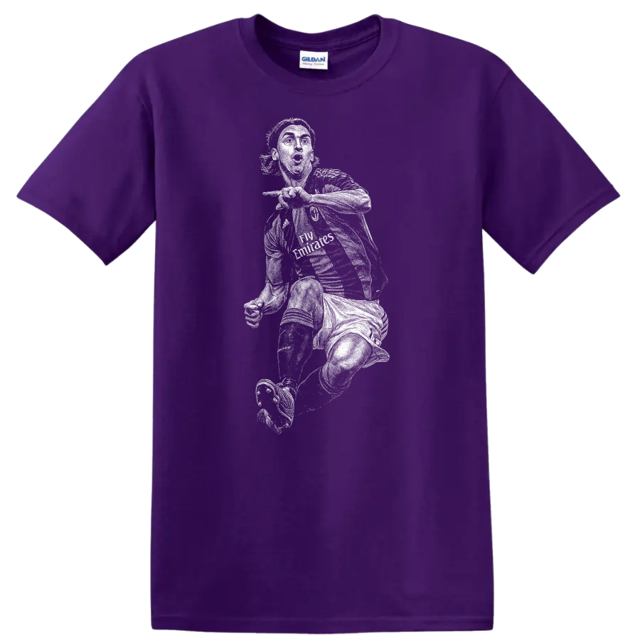 Retro soccer portrait of Zlatan Ibrahimović style graphic T - Purple