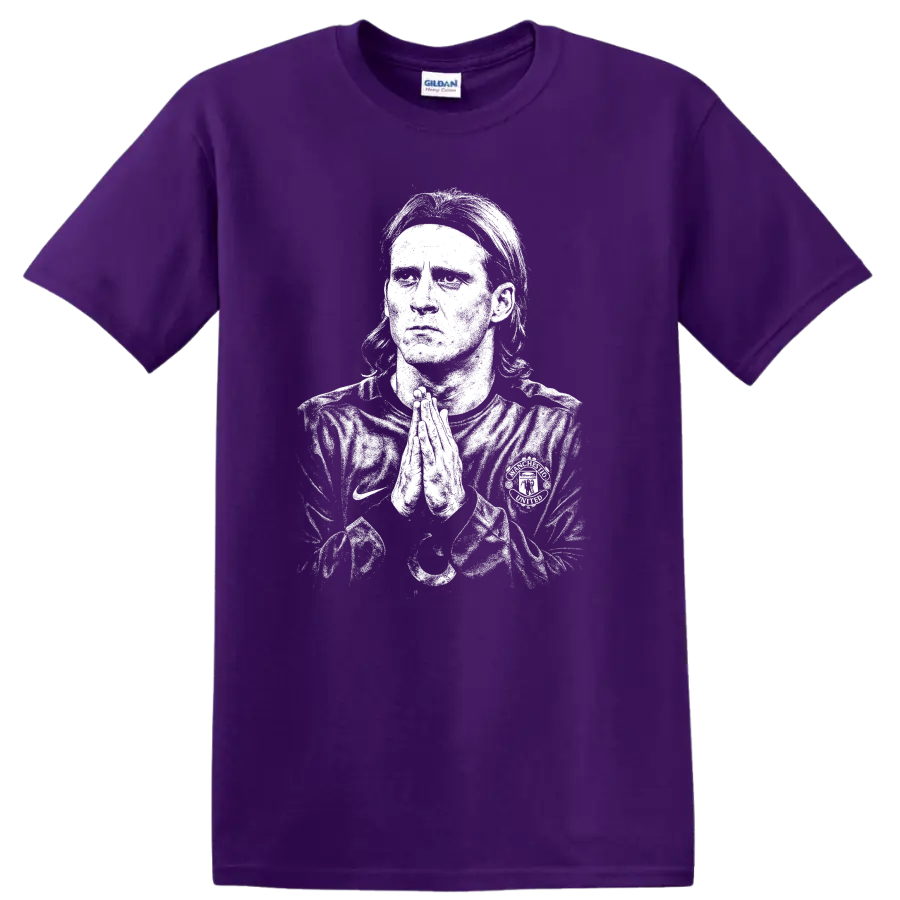 Retro soccer portrait graphic of Diego Forlán legend style on T - Purple