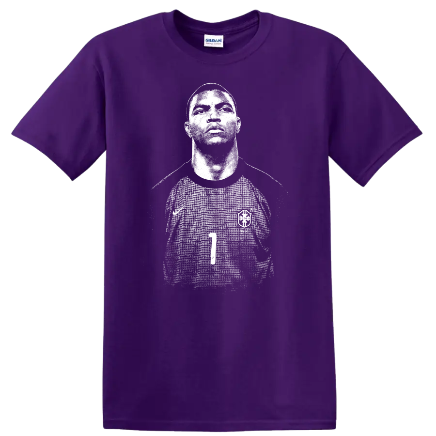 Retro soccer portrait style graphic of Nelson de Jesus Silva - Purple