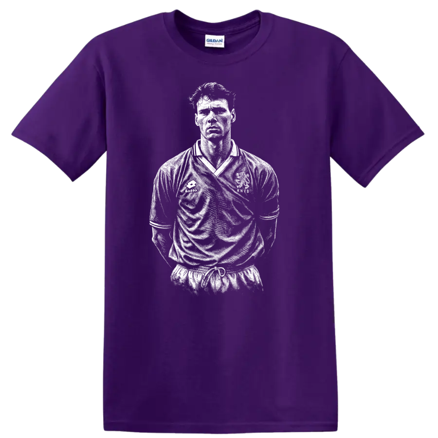 Retro black and white soccer portrait of Marco van Basten T - Purple