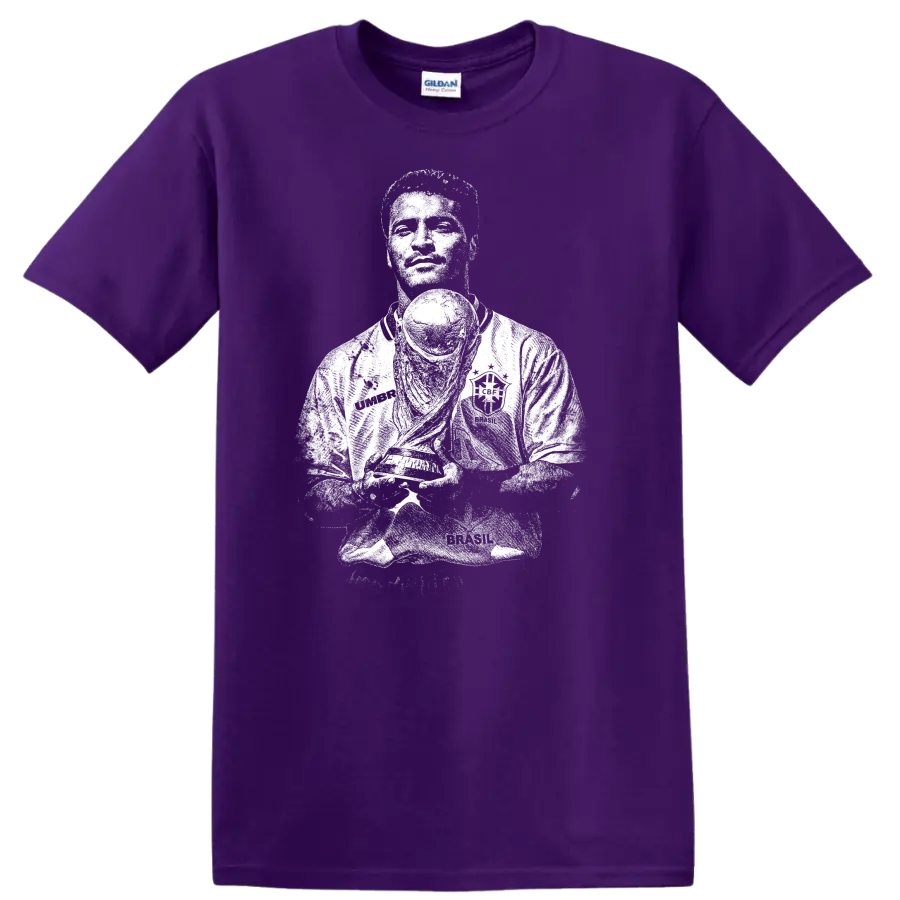 Retro soccer portrait silhouette of Romário de Souza Faria T - Purple