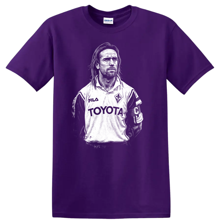 Black and white retro soccer portrait of Gabriel Omar Batistuta T - Purple