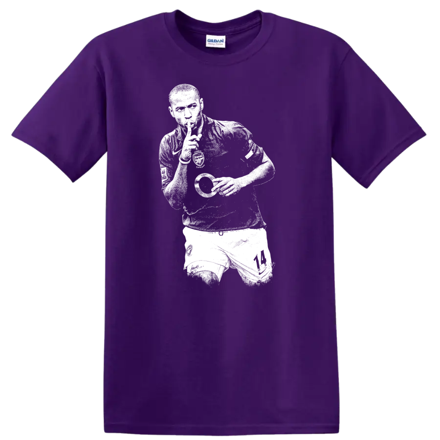 Retro soccer legend portrait style Thierry Henry T Shirt - Purple
