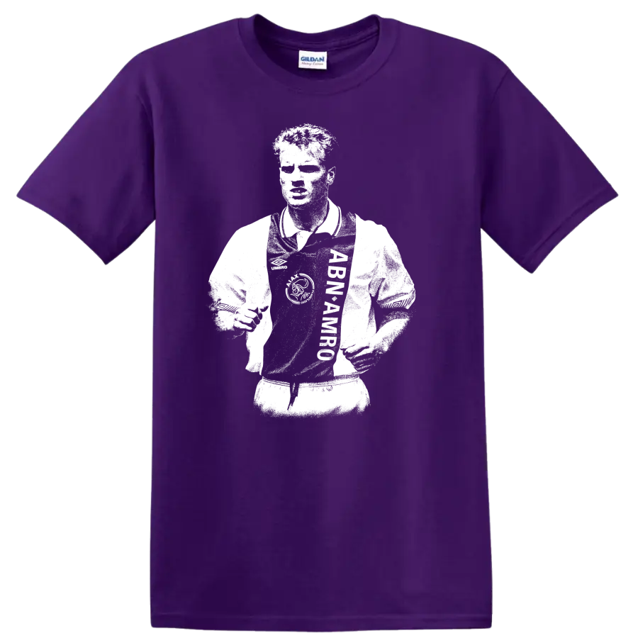 Retro black and white Dennis Bergkamp portrait T Shirt - Purple