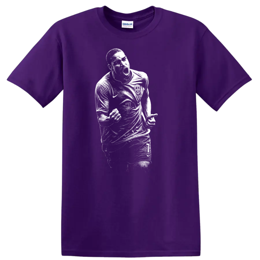 Retro soccer portrait of Adriano Leite Ribeiro style graphic T - Purple