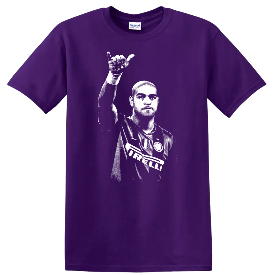 Retro soccer portrait of Adriano Leite Ribeiro legend style T - Purple