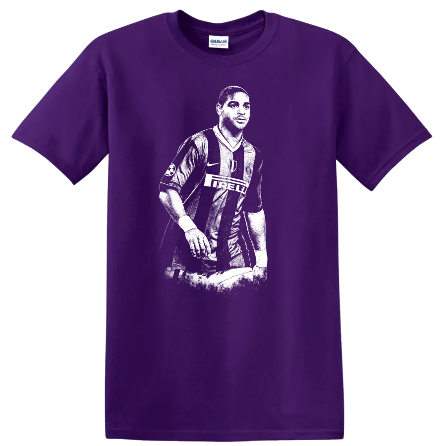 Retro soccer legend portrait silhouette style T Shirt featuring Adriano Leite - Purple