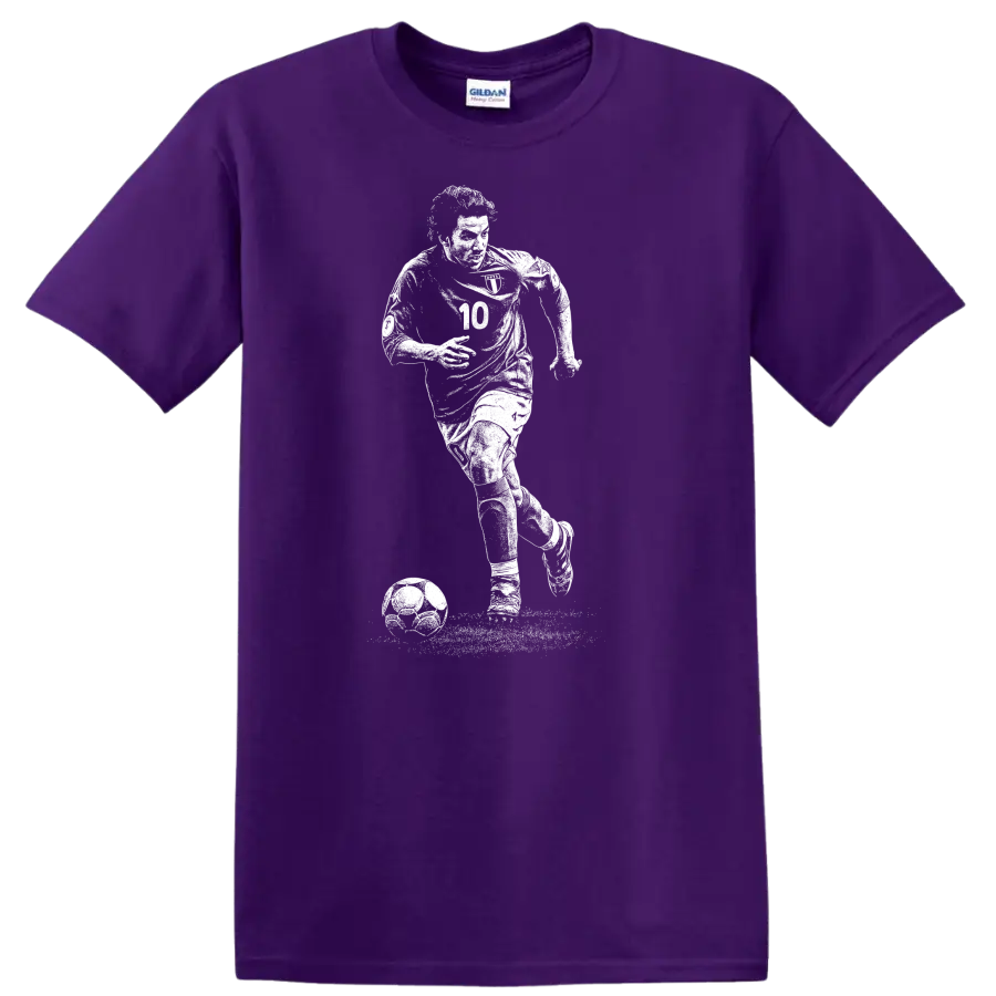 Black and white retro soccer portrait of Alessandro Del Piero T Shirt - Purple