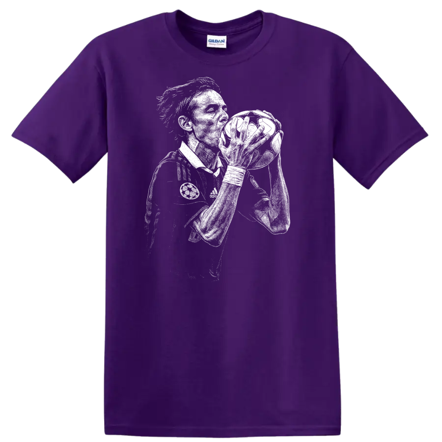 Retro soccer portrait of Filippo Inzaghi legend style T shirt - Purple