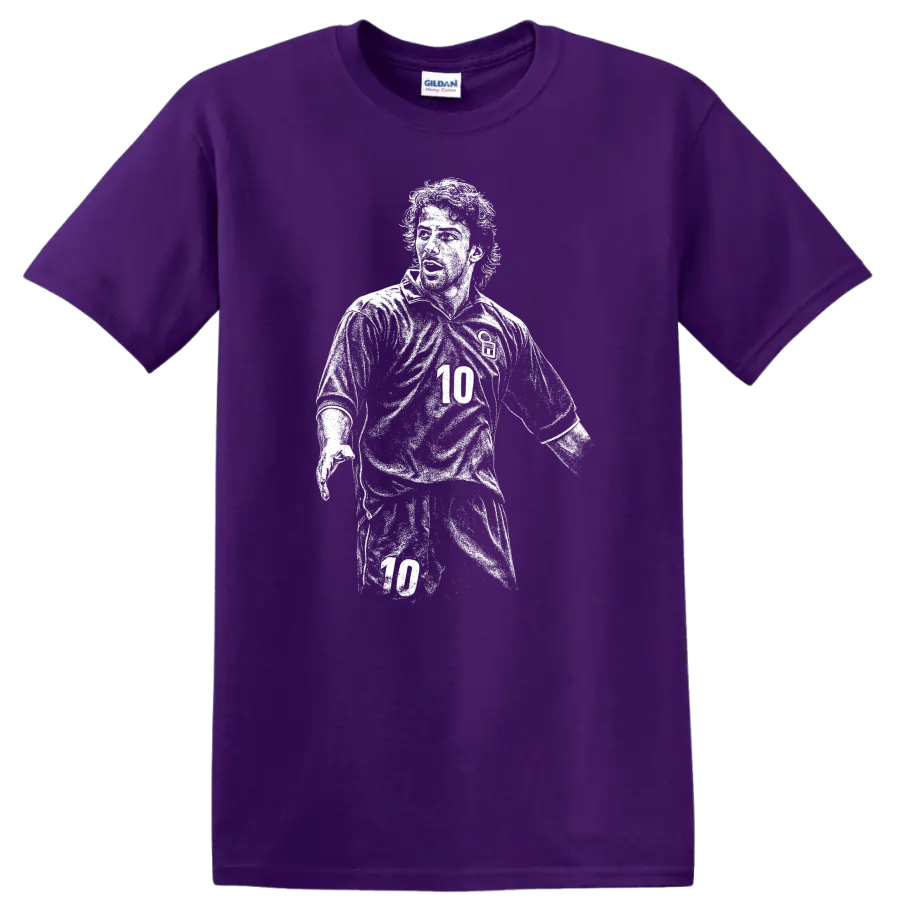 Retro soccer portrait of Alessandro Del Piero legend style T shirt - Purple
