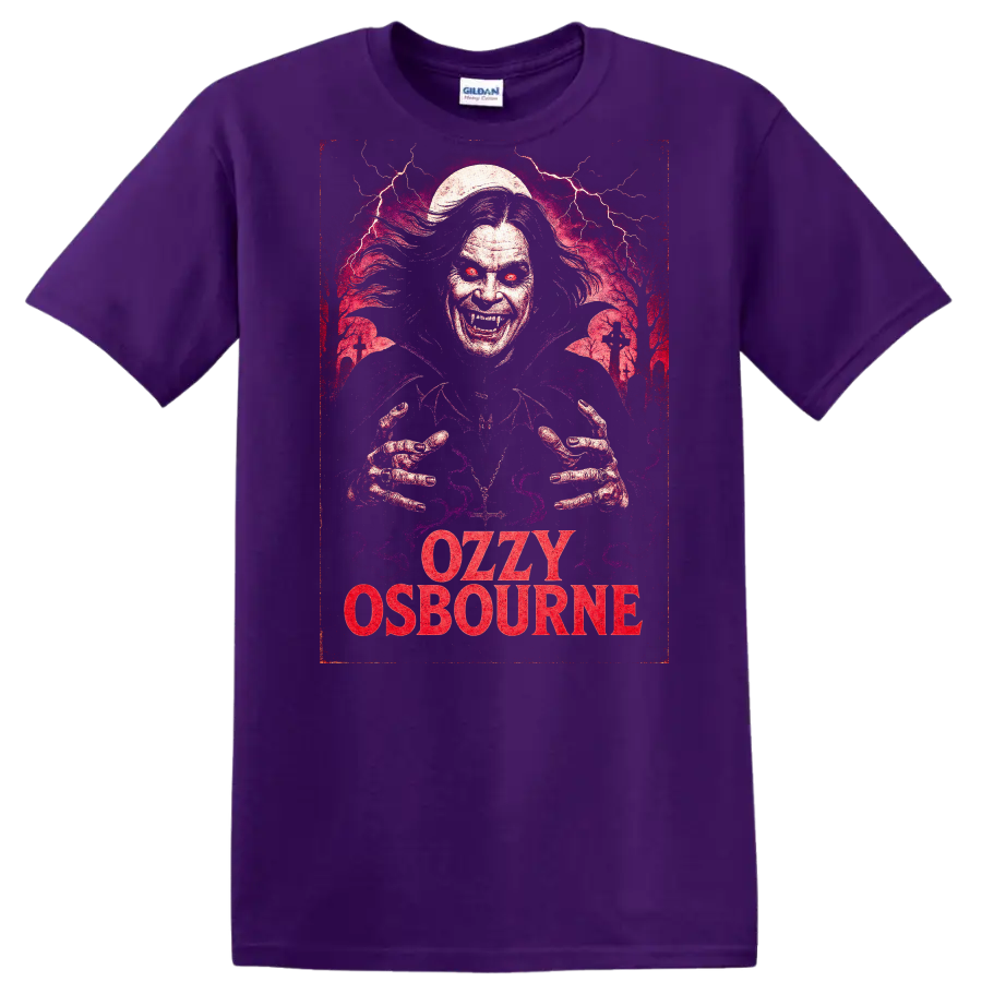 Ozzy Osbourne Retro Heavy Metal Horror Art T Shirt - Purple