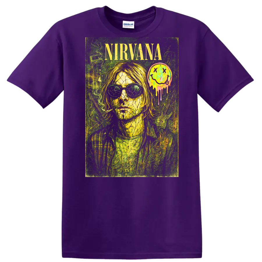 Nirvana Retro Rock Album Cover Legend Style T Shirt - Purple