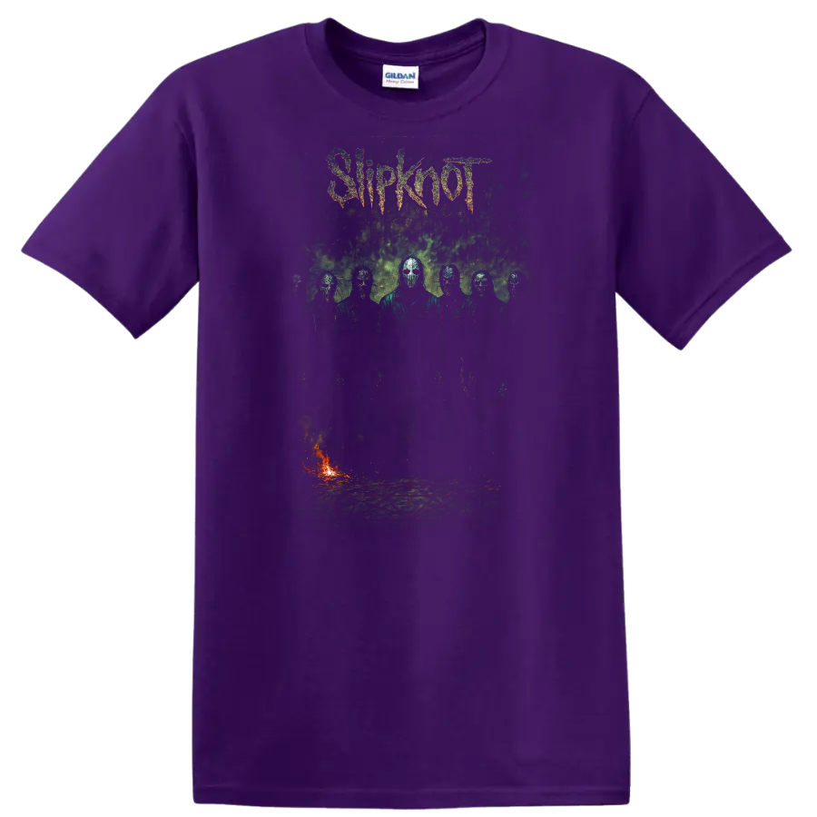 Slipknot Retro Heavy Metal Band Album Cover Style T Shirt - Purple