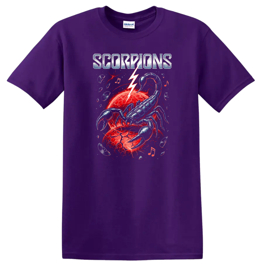 Scorpions Retro Rock Heavy Metal Album Style T Shirt - Purple